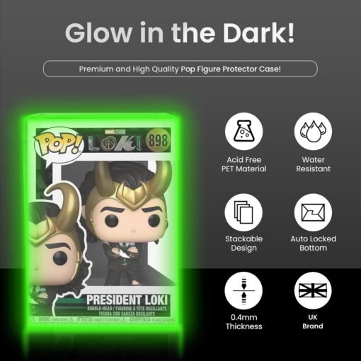 Glow in the Dark 4 Inch Funko Pop Vinyl Figure Protector Case 0.45mm Thick PET Plastic Acid-Free