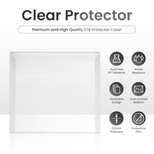 PET Plastic Protector Case for Pokemon ETB – 0.5mm Clear Elite Trainer Box Sleeve, Dustproof Display Protection for Modern ETBs (1-80 Pack)