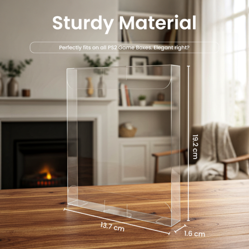 Game Box Protector Case for PS2 – Clear PET Display Case, 0.35mm Thick, Acid-Free, Stackable Auto-Lock Case (1-200 Pack)