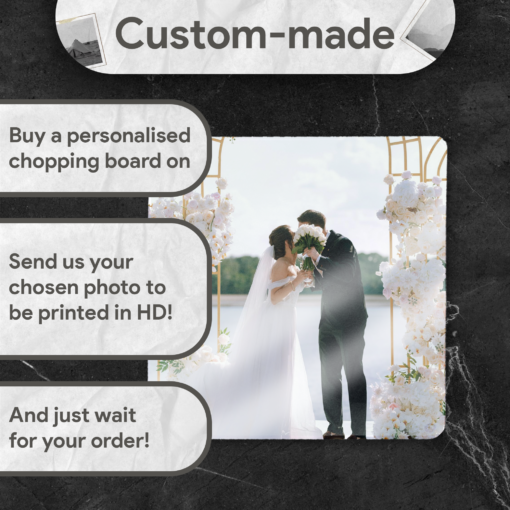 Personalised Glass Chopping Board Square 28 x 30 cm Custom Photo Cutting Board Toughened Glass Kitchen Gift